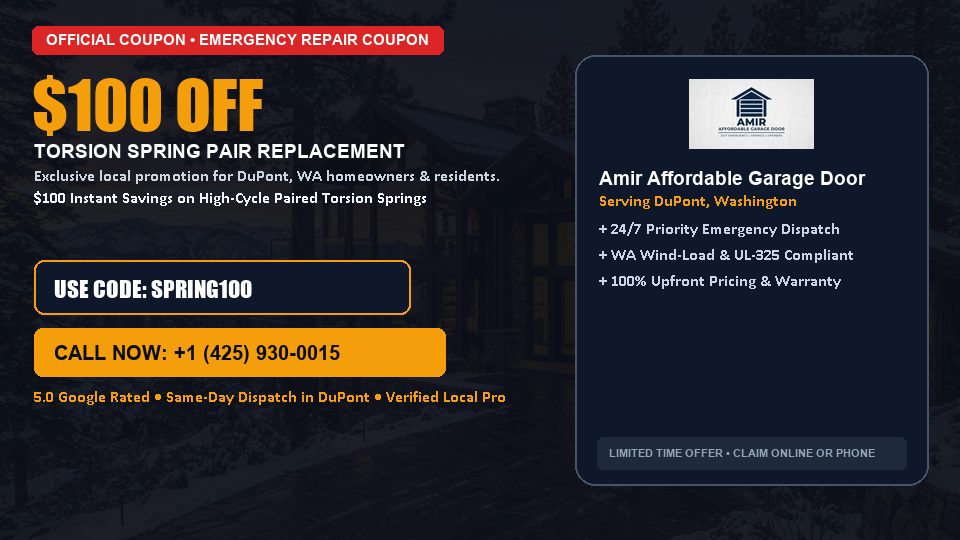 Amir Affordable Garage Door $100 OFF Dual Torsion Spring Replacement